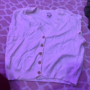 Maeve White V-Neck Button Sweater